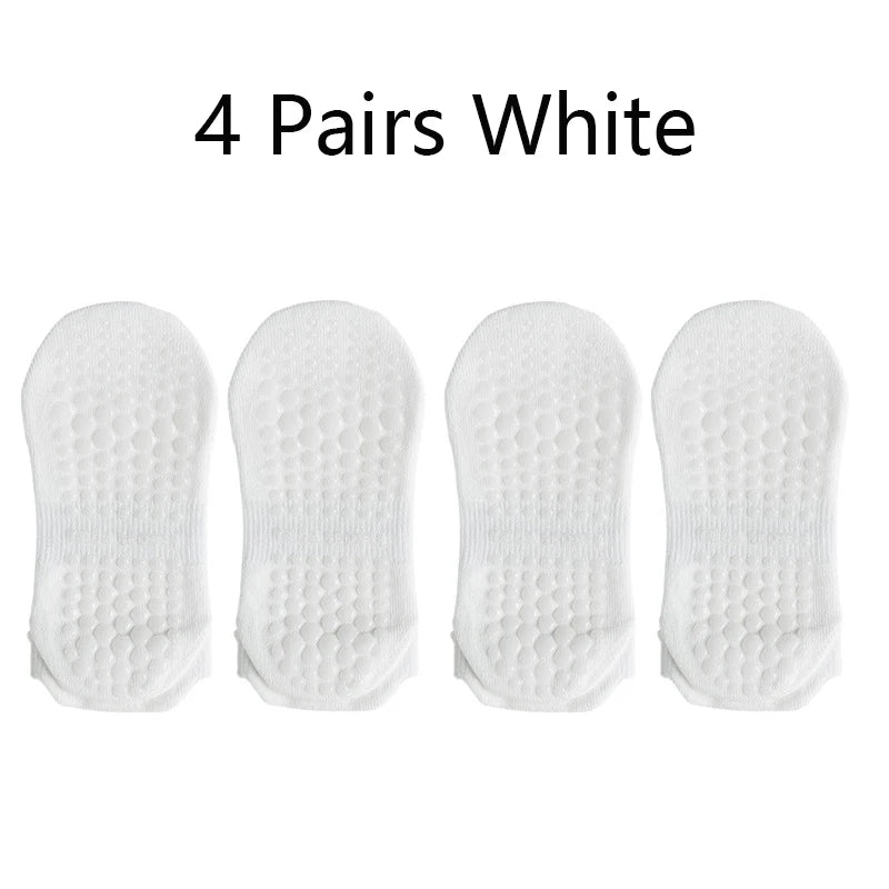 4 Pairs Grip Socks for Women Non Slip Yoga Socks Pilates Breathable Mesh Short Socks Cotton Low Cut Gym Fitness Dance Sport Sock