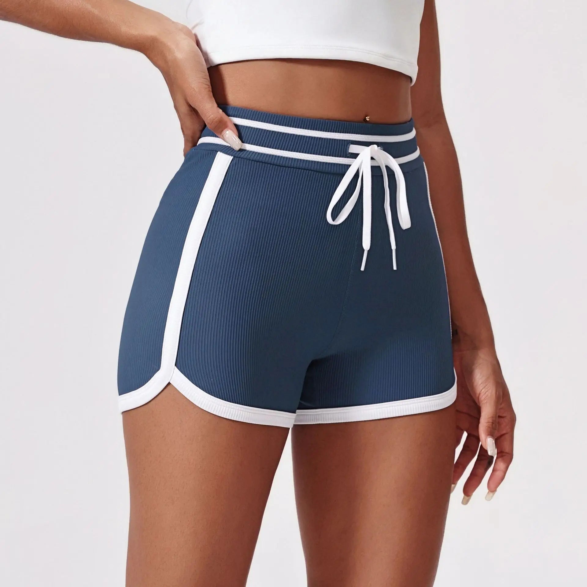 Contrast Color Nude High Waist and Thin Yoga Shorts Peach Tight Hip Lift Shorts Women's Wear Sports Fitness Pants