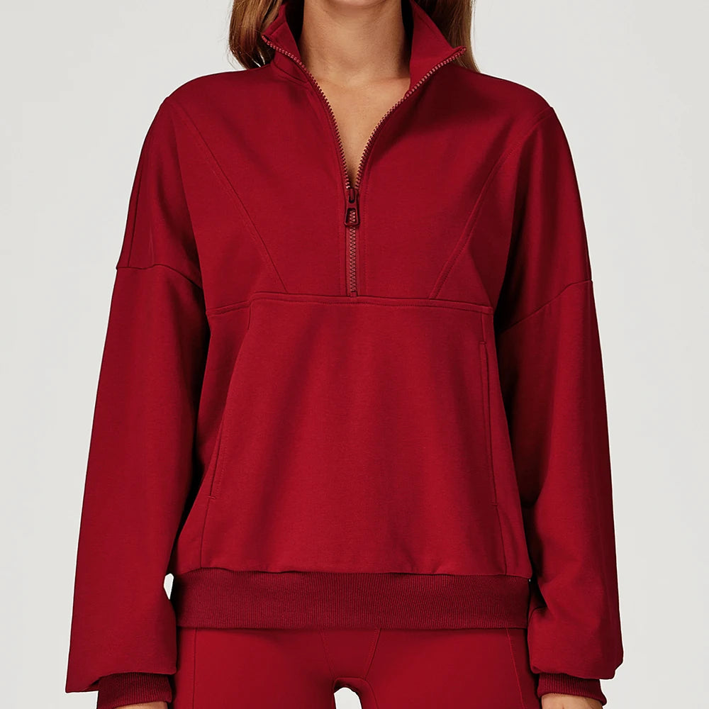 Winter Casual Hoodie Zipper Long Sleeved Women's Top Windproof and Warm Loose Hoodie Women's Outdoor Running Sportswear