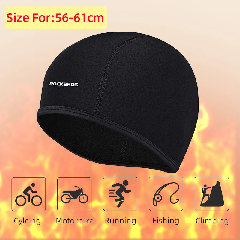 ROCKBROS Winter Cycling Fleece Hats Outdoor Sports Cap Men Winter Warm Head Hat Windproof Skiing Cycling Bicycle Cap Men Hats