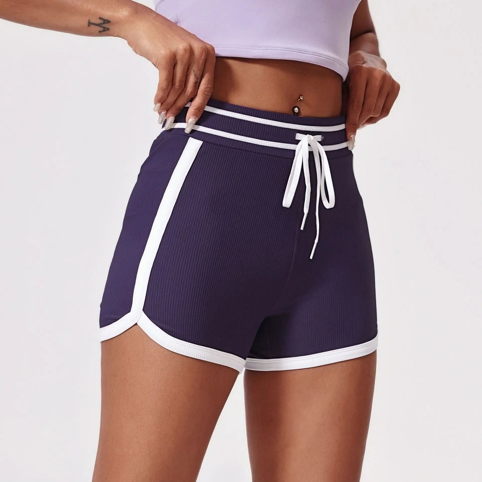 Contrast Color Nude High Waist and Thin Yoga Shorts Peach Tight Hip Lift Shorts Women's Wear Sports Fitness Pants