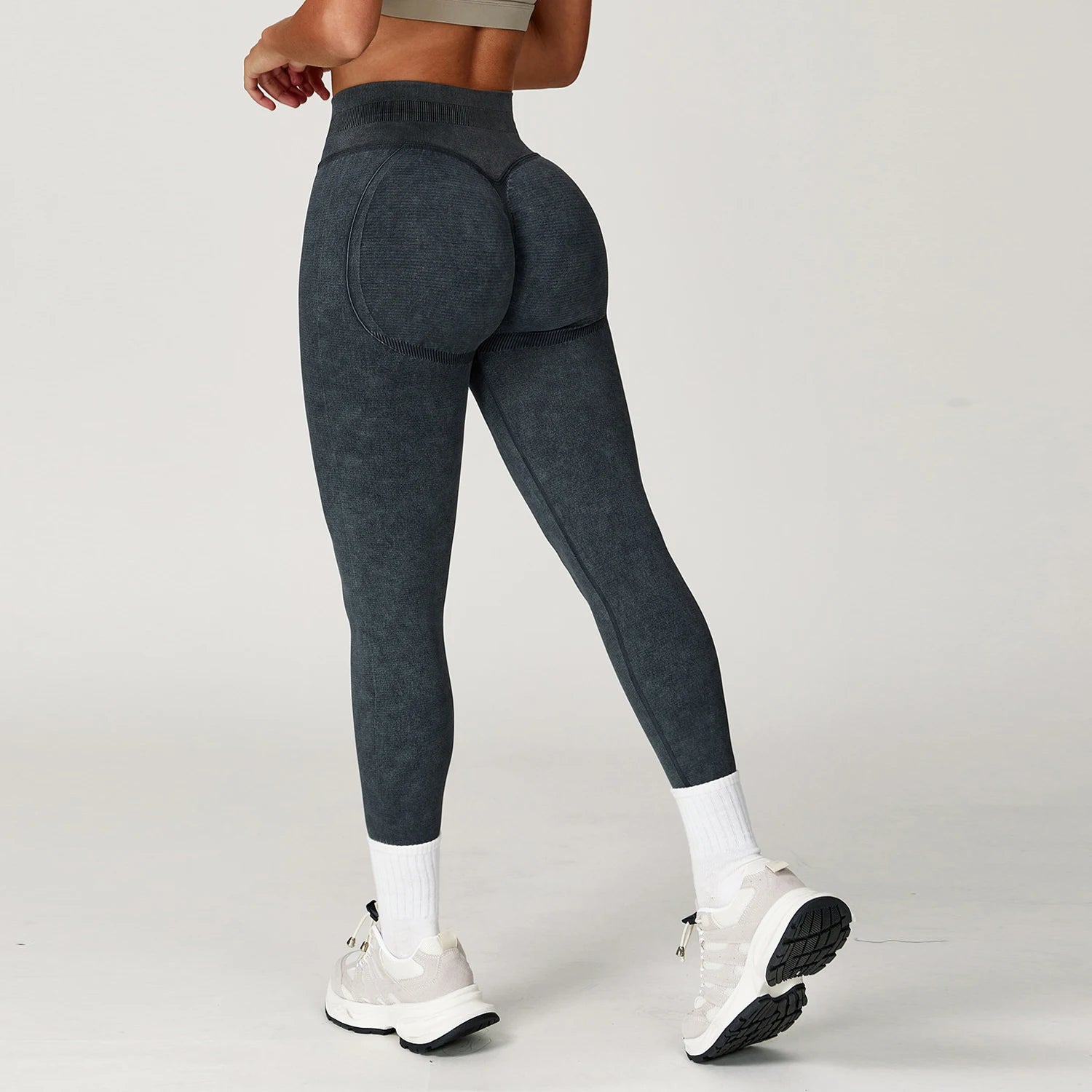 Women Sand-washing Leggings Gym Yoga Pants Elastic Workout Exercise Clothing Running Fitness Butt Lifting Tights